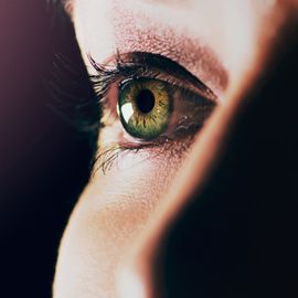 A close up of a woman's eye, the target of a new stem cell therapy to treat blindness. 