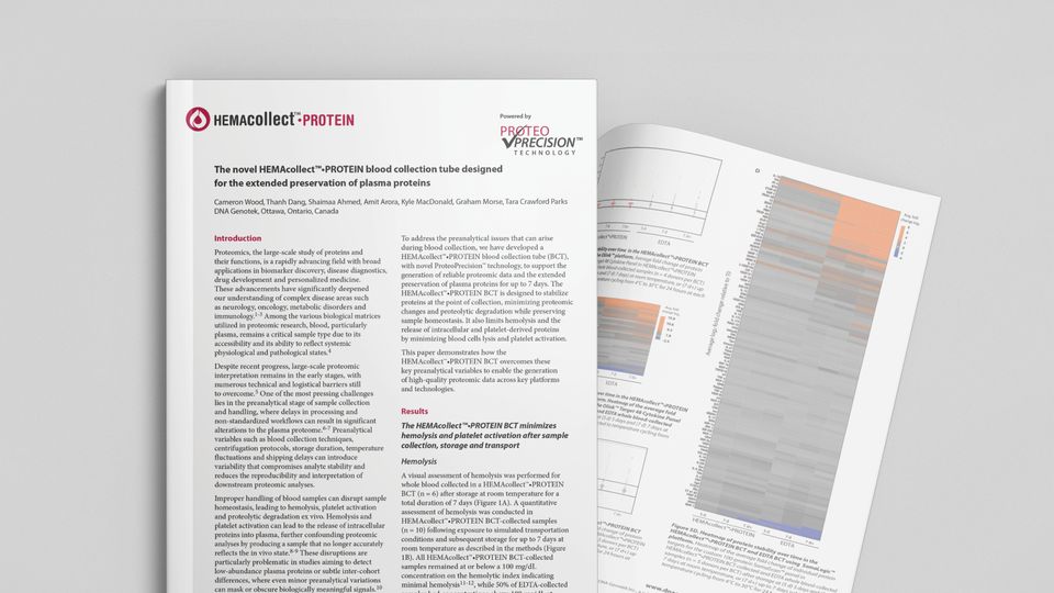 Scientific whitepaper on HEMAcollect™•PROTEIN blood collection tube for plasma protein stability