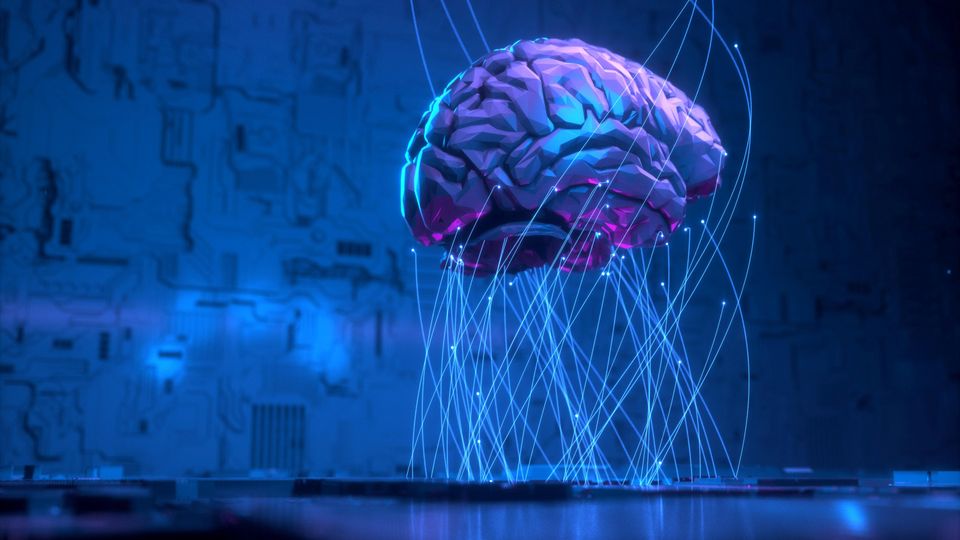 Digital brain illustration with glowing neural connections symbolizing AI research in Alzheimer's.