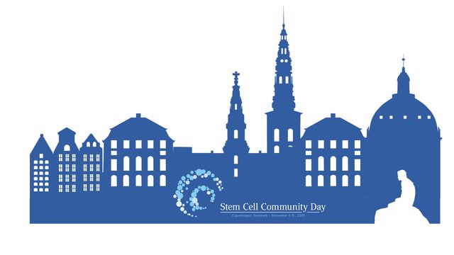 Logo for Eppendorf Stem Cell Community Day 2025 with city skyline silhouette in blue. 