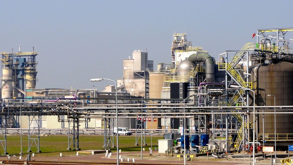 A chemical processing plant.