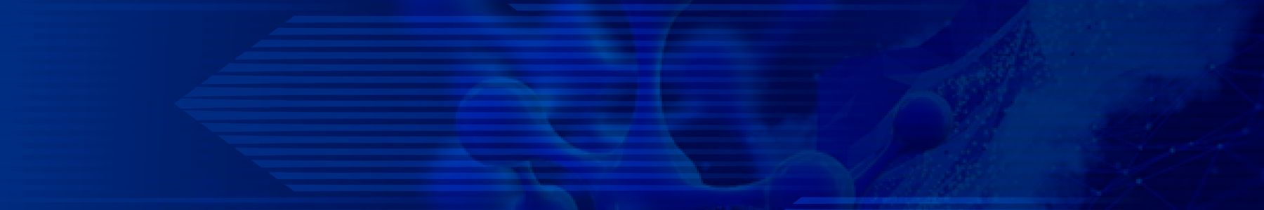 Abstract blue background with molecular structures and digital lines representing proteomics research. 