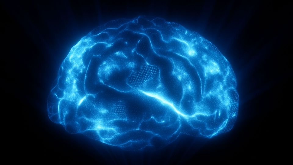 A graphic of a brain with sections lit up, symbolizing brain activity fuelled by fats.