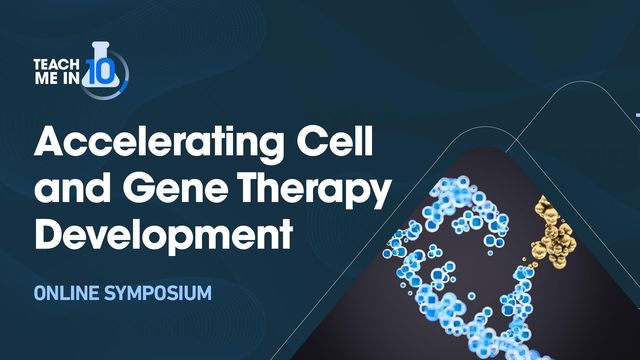 Symposium details alongside blue and yellow abstract DNA graphic 