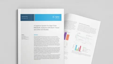 Papers from real-Time Metabolic Analysis in 3D Brain Models application note on a grey background.