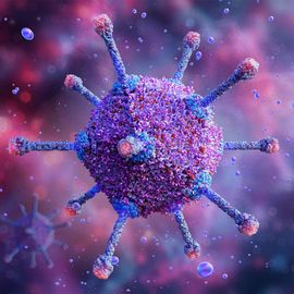 3D illustration of an adeno-associated virus (AAV), commonly used in gene therapy research. 