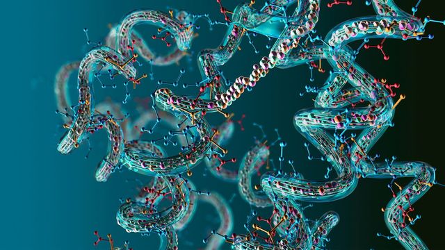 3D model illustrating protein dynamics and structure analysis. 
