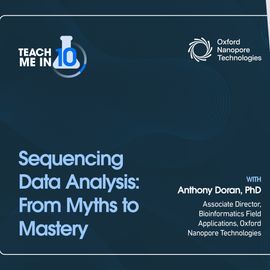 Anthony Doran smiling next to the title of his presentation "Sequencing Data Analysis: From Myths to Mastery." 