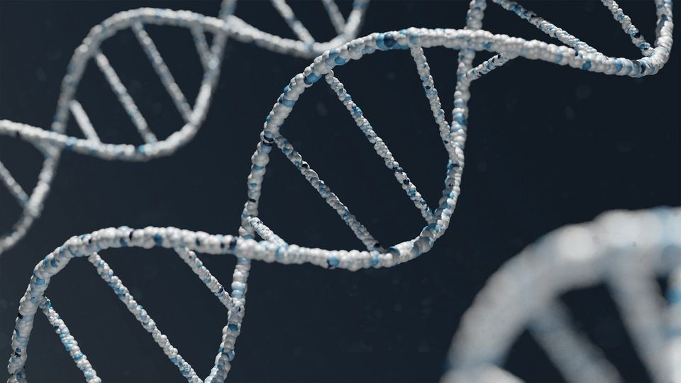 DNA strands on a dark background