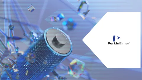 Advanced battery cell illustration symbolizing innovative battery research and material science by PerkinElmer