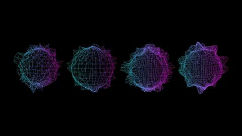 Colorful 3D wireframe spheroid models representing advanced cell culture systems for high-throughput screening applications.