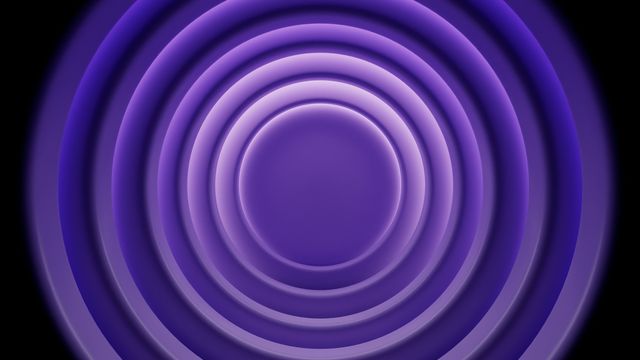 A digital render of concentric purple circles emanating out against a black background, like ripples on a liquid surface.  