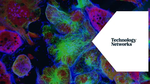 Graphic for ‘The Spatial Biology Revolution 2026’ online symposium with fluorescent cell imagery