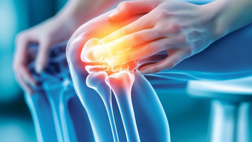 Illustration of knee joint inflammation highlighting early immune changes that precede rheumatoid arthritis symptoms.