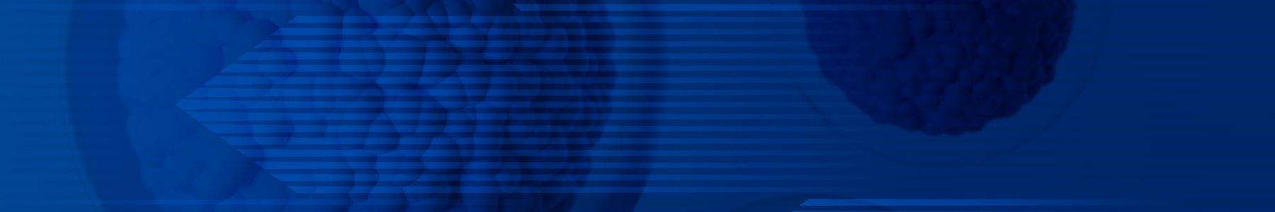 Blue graphic with 3D organoid structures. 