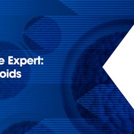 Blue graphic with 3D organoid structures and the text 'Ask the Expert: Organoids'. 