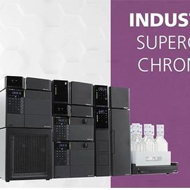Laboratory chromatography system beside text reading “Industry-leading supercritical fluid chromatography” and CO₂ graphic. 