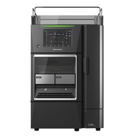 Black Shimadzu i-Series HPLC system with touchscreen display, enclosed autosampler, and solvent tray on top 