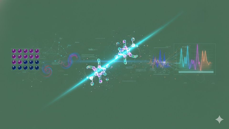 Abstract illustration of protein quantification.