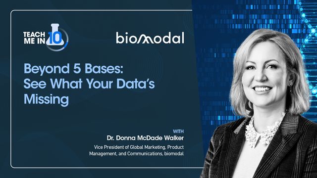 Donna McDade Walker smiling next to the title of her presentation "Beyond 5 Bases: See What Your Data's Missing".  