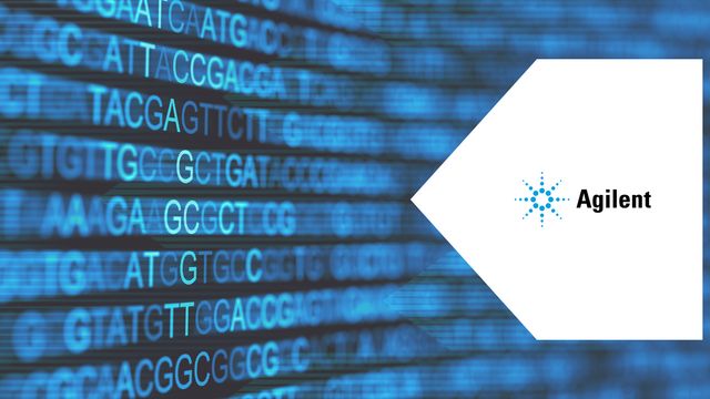 Next Generation Sequencing DNA sequence data background with Agilent logo. 