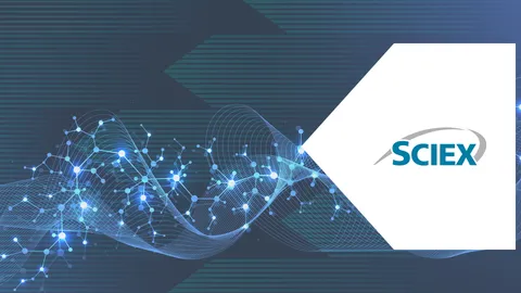 Abstract blue network illustration representing SCIEX image proteomics technology.