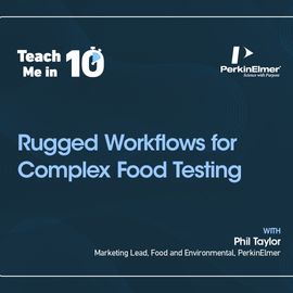 Phil Taylor smiling next to the title of his presentation "Rugged Workflows for Complex Food Testing." 
