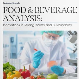 eBook showing a scientist in protective gear testing food samples in a laboratory, alongside an open page discussing crop protection and pesticides. 