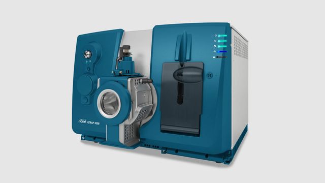 SCIEX QTRAP 4500 mass spectrometer with blue housing and front-mounted ion source assembly 