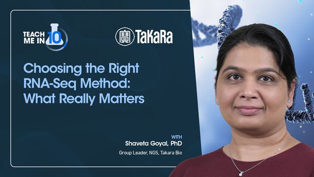Dr. Shaveta Goyal smiling next to the title of her presentation "Choosing the Right RNA-Seq Method: What Really Matters." 