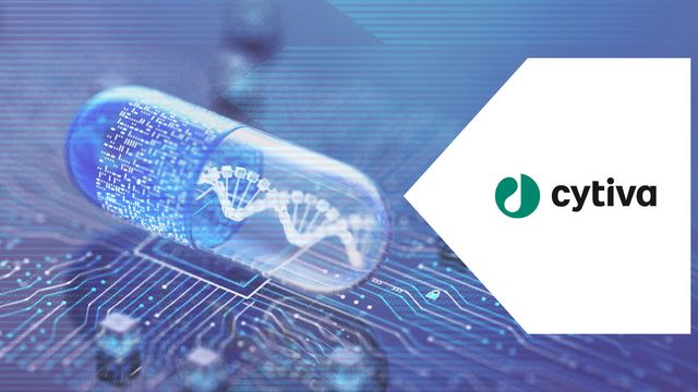 Abstract blue technology background with DNA helix graphic representing fragment screening in drug discovery. 