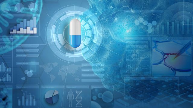 Range of blue icons representing companion diagnostics, including a drug capsule, DNA double helix, cell culture dishes and a microscope. 