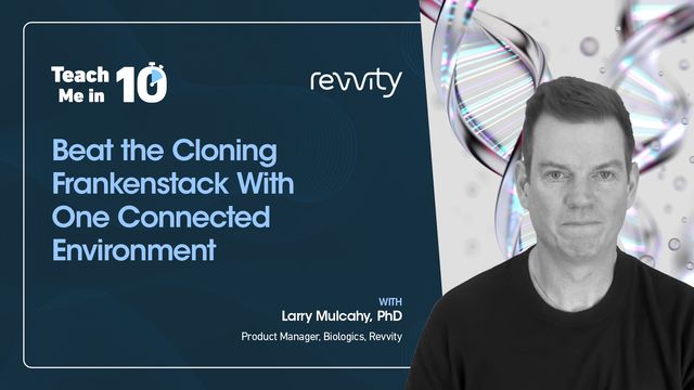 Dr. Larry Mulcahy next to the title of his presentation "Beat the Cloning Frankenstack With One Connected Environment." 
