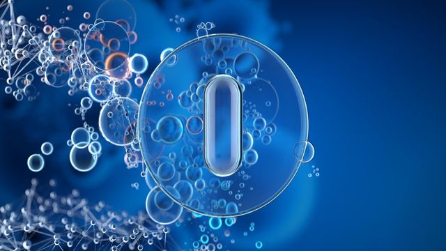 Abstract network and pill showing data barriers in small molecule drug development. 