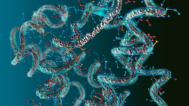Illustration of complex protein structures and molecular interactions in proteomics research. 