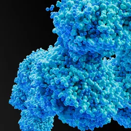 Blue molecular 3D structure with Countable Labs logo, symbolizing biotech innovation and data science.
