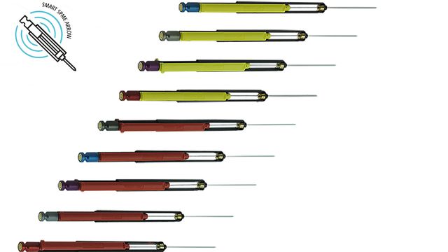 Smart SPME Arrow devices with color-coded needle assemblies for analytical sampling applications. 