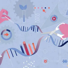 Illustration of DNA editing for AAV characterization with GMP-ready mass photometry.