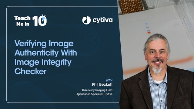 Phil Beckett smiling next to the title of his presentation "Verifying Image Authenticity With Image Integrity Checker." 