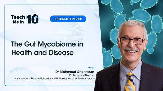 Dr. Ghannoum smiling next to the title of his presentation "The Gut Mycobiome in Health and Disease". 