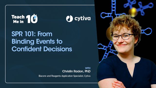 Christin Radon smiling next to the title of her presentation "SPR 101: From Binding Events to Confident Decisions" 