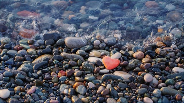 A close up of rocks along a pebble beach, a potential source of marine natural products. 