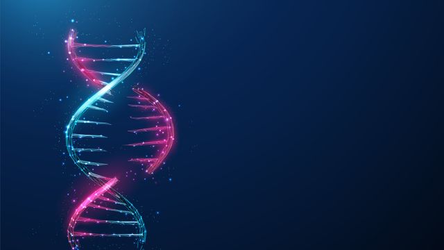 A section of DNA is isolated from the rest, illustrating CRISPR genome editing. 