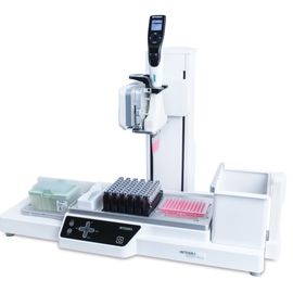 Pipetting robot automating liquid handling for qPCR, genomics and high-throughput screening with improved reproducibility. 