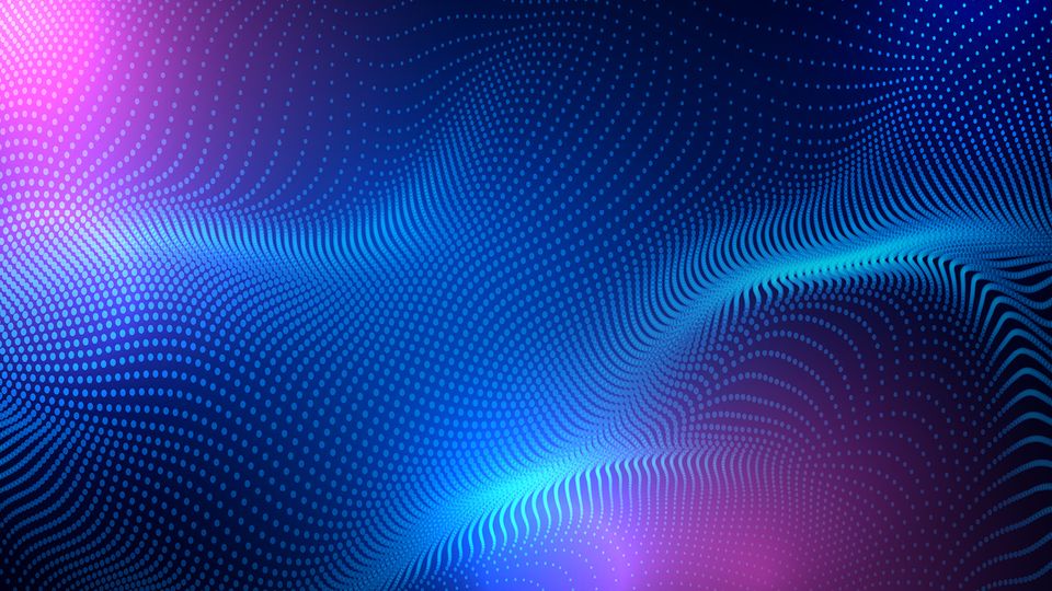 Abstract blue and purple dotted wave illustration representing increased throughput in LC workflows.