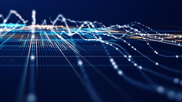 Abstract data visualization representing AI-driven predictive modeling in product development. 