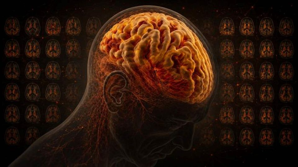 Brain illustration with neuroimaging scans showing the Centiloid scale.