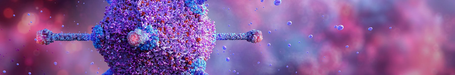 Abstract chromatography visualization with molecular structure and colorful particles. 