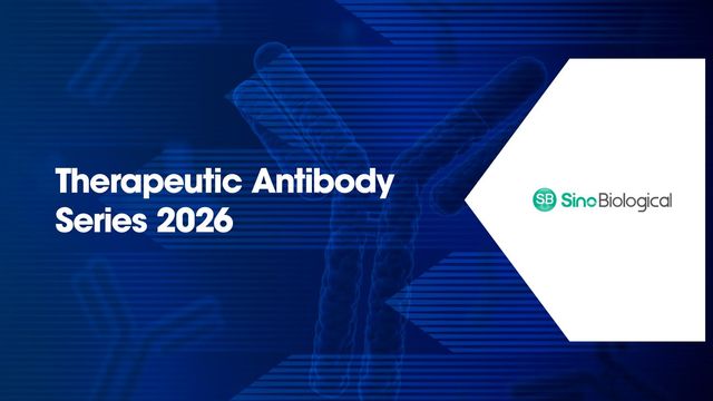 Therapeutic Antibody series with blue antibody illustration and Sino Biological logo 