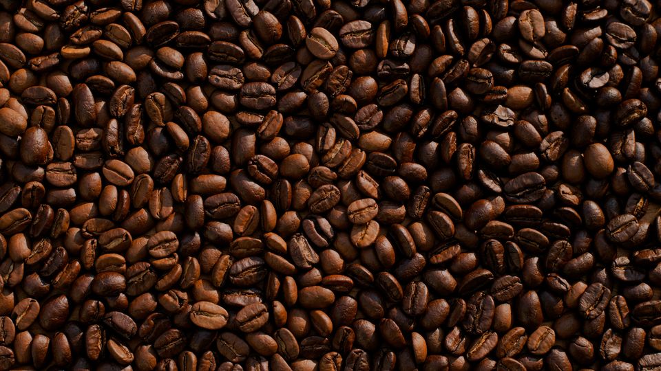 Roasted coffee beans.